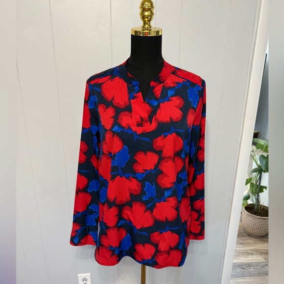 Banana Republic Tops - Banana Republic Red and Blue Floral Blouse